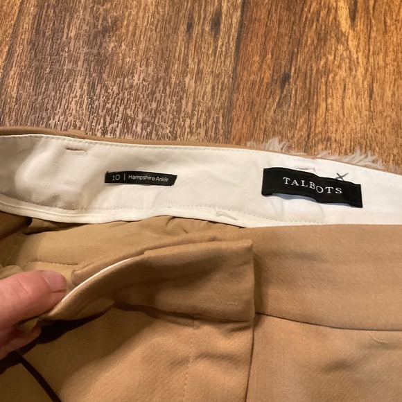 Talbots Hampshire Ankle Pant Size 10 Tan‎ Dress Pants Belt Loops Career Casual - Picture 4 of 9